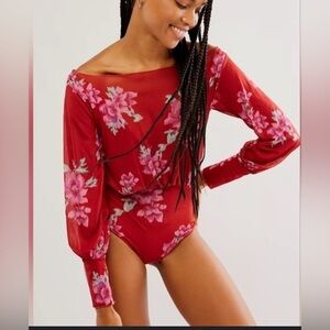 NWOT Free People, Undercover Printed Bodysuit, Large